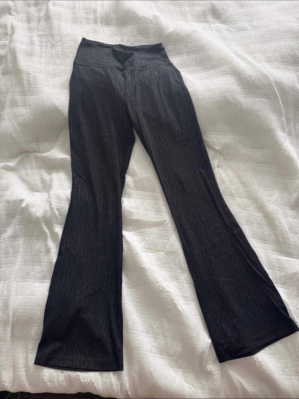 lululemon athletica Black Flare Leggings with Subtle Pattern